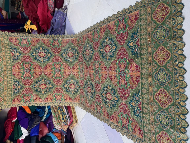 Space silk dupatta with fancy embroidery 038 cut work buy now - High-Quality Fabric