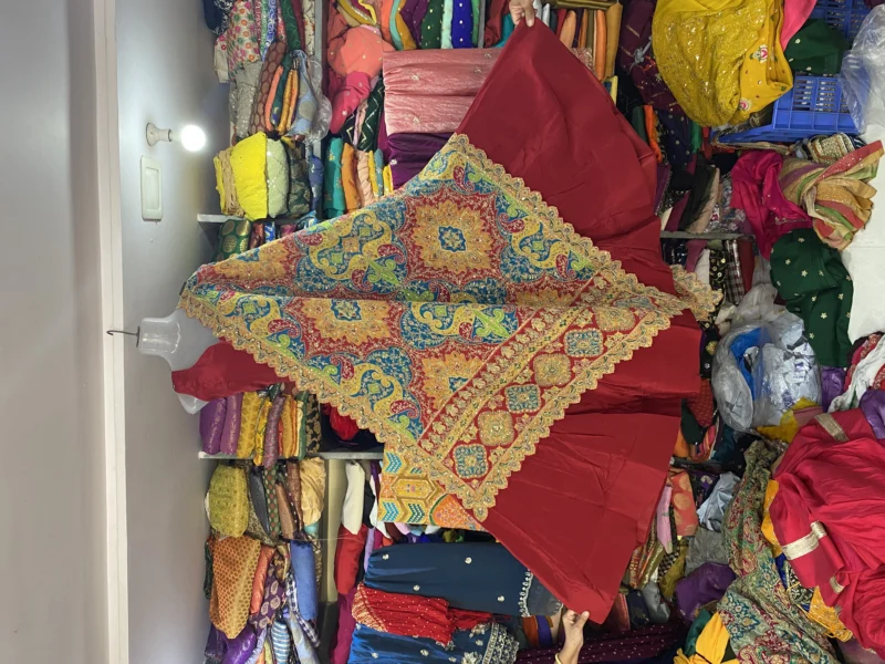 Space silk dupatta with fancy embroidery 038 cut work buy now - High-Quality Fabric