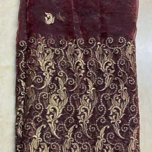 Shimmering glass tissue fabric with delicate embroidery, ideal for ethnic wear, on clearance sale