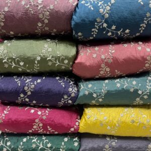 Elegant Soft Silky Hand Crush Fabric with Heavy Sequins Zari Embroidery