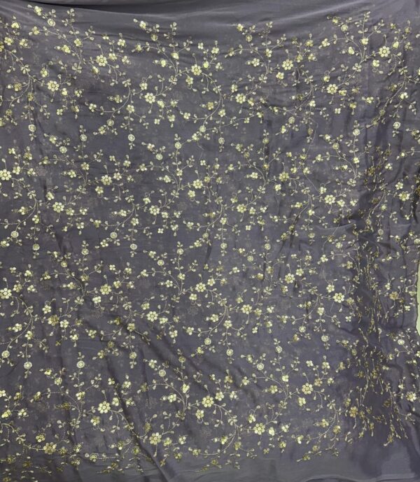 Stunning Shimmer Georgette fabric with heavy sequin work. Ideal for elegant partywear. Get yours now at just ₹315/m!