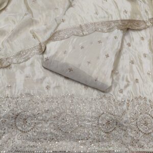 Pure Shimmer Tissue Silk Dupatta with Heavy Embroidery, perfect for weddings and special occasions.