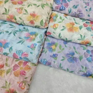 Digital chinnon fabric with embroidery 038 sequins 350m - High-Quality Fabric