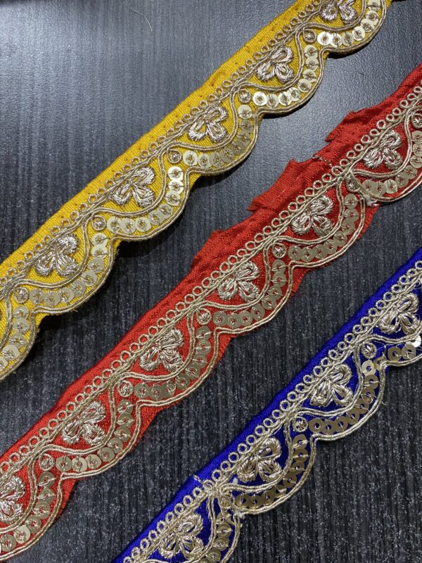 Elevate your designs with Elegant Cutwork Lace. Perfect for sarees, blouses, and dresses, priced at ₹360 per roll.