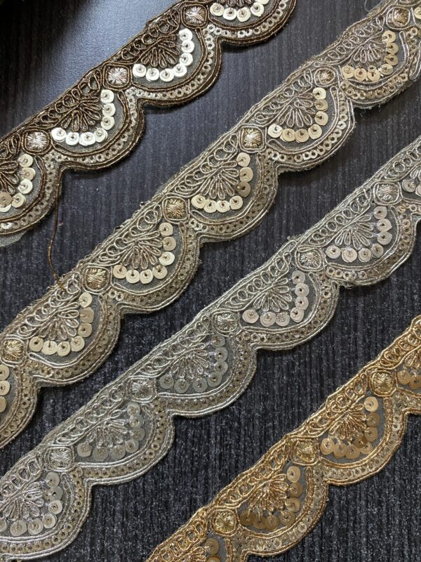 Elegant Cutwork Cording Lace, priced at ₹380 per roll, perfect for sophisticated designs and high-end projects.