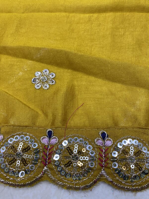 Elegant Vichitra Silk Dupatta with sequins zari work and cutwork lace. Perfect for ethnic outfits. ₹750 only.