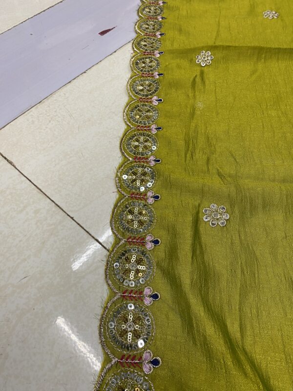 Elegant Vichitra Silk Dupatta with sequins zari work and cutwork lace. Perfect for ethnic outfits. ₹750 only.