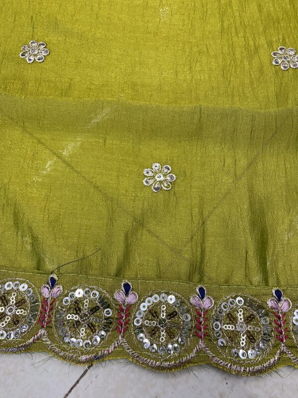 Elegant Vichitra Silk Dupatta with sequins zari work and cutwork lace. Perfect for ethnic outfits. ₹750 only.