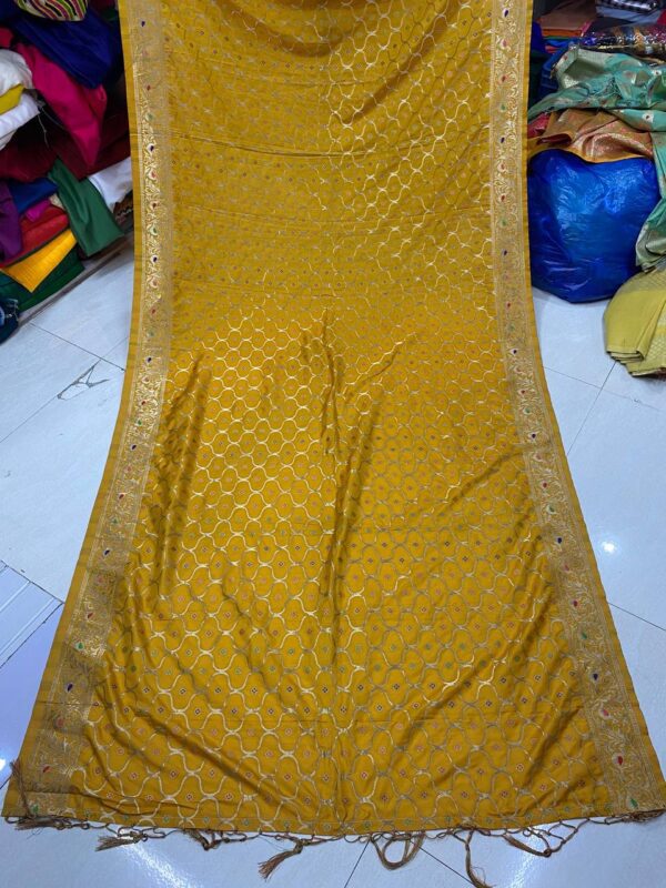 Luxurious Banarasi Soft Silk Dupatta with heavy weaving. Perfect for bridal and festive occasions. ₹580 per piece.