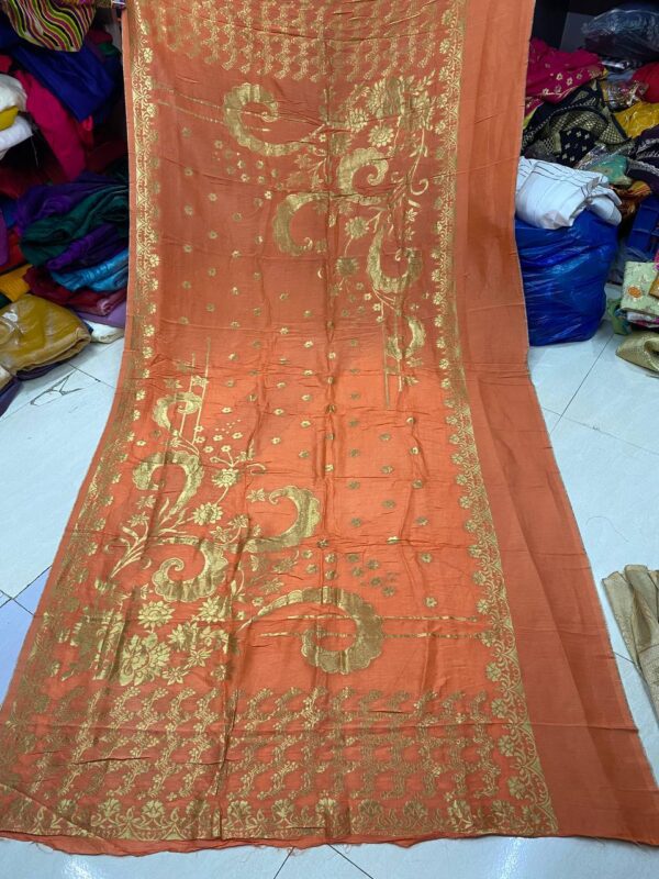 Exquisite Pure Dola Silk Dupatta with Banarasi weaving. Width 44+5 inches, length 2.5 meters. ₹1,250 per piece.