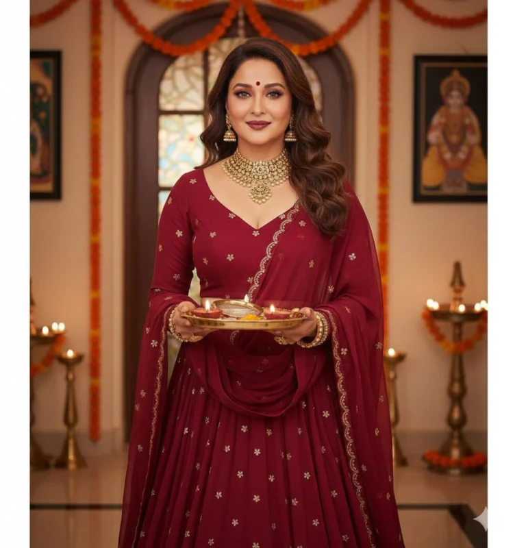 dhak dhak girl madhuri dixit in Blooming vichitra silk fabric with sequins butties rs 250m - High-Quality Fabric