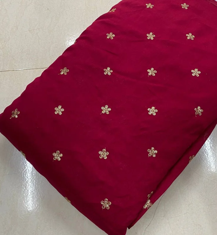 Blooming vichitra silk fabric with sequins butties 8211 rs 250m - High-Quality Fabric