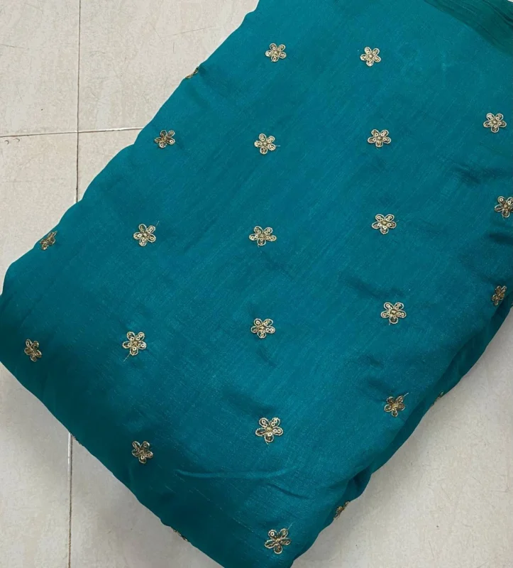 Blooming vichitra silk fabric with sequins butties 8211 rs 250m - High-Quality Fabric