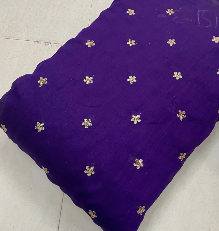 Blooming vichitra silk fabric with sequins butties 8211 rs 250m - High-Quality Fabric