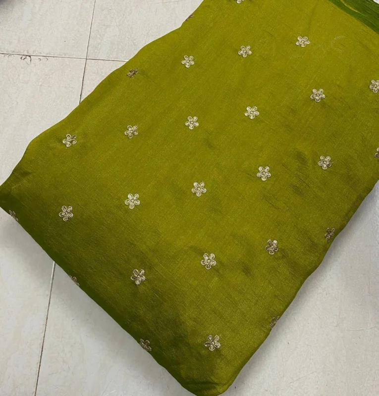 Blooming vichitra silk fabric with sequins butties 8211 rs 250m - High-Quality Fabric