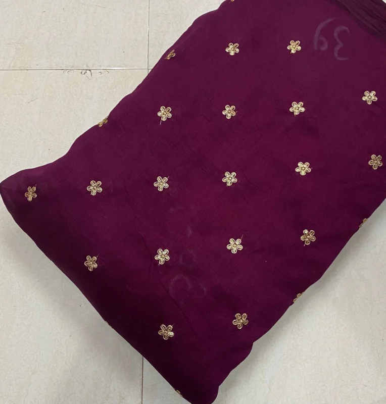 Blooming vichitra silk fabric with sequins butties 8211 rs 250m - High-Quality Fabric