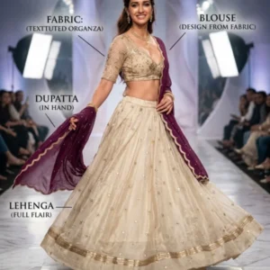 Disha patani shimmer tissue silk lehenga with beads work - High-Quality Fabric