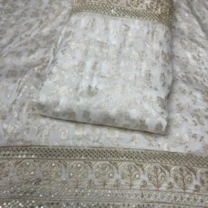 Pure banarsi dyeable fabric heavy sequence daman 448243 wide - High-Quality Fabric
