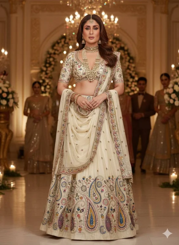 Pure dyeable shimmer tissue silk hand work daman designs - High-Quality Fabric