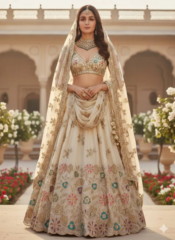 Pure dyeable shimmer tissue silk hand work daman designs - High-Quality Fabric