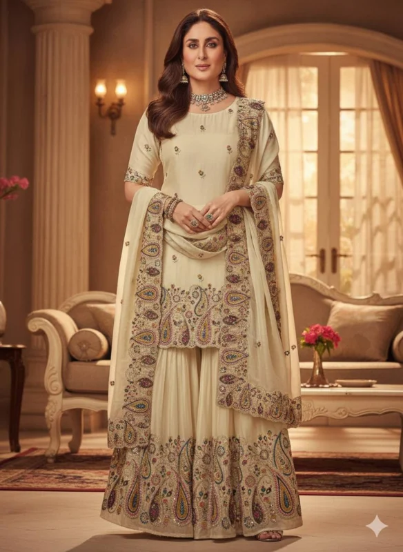 Pure dyeable shimmer tissue silk hand work daman designs - High-Quality Fabric