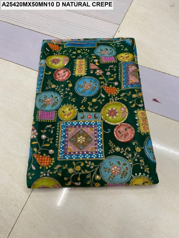 Designer natural crepe position print fabric for weddings - High-Quality Fabric