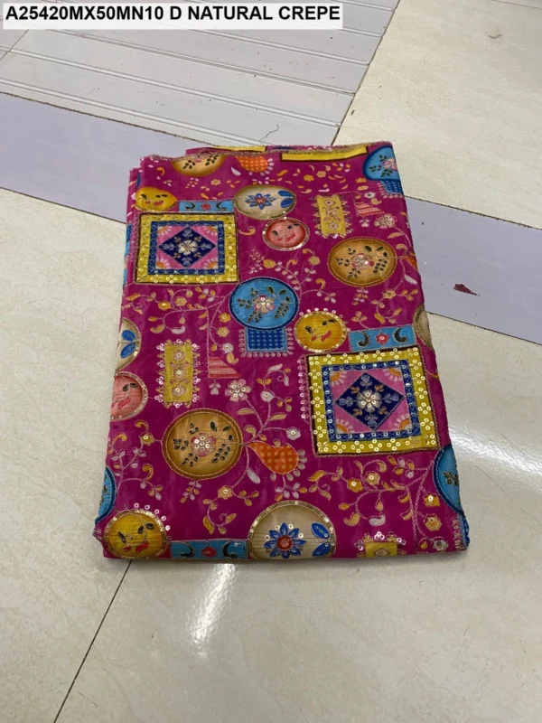 Designer natural crepe position print fabric for weddings - High-Quality Fabric