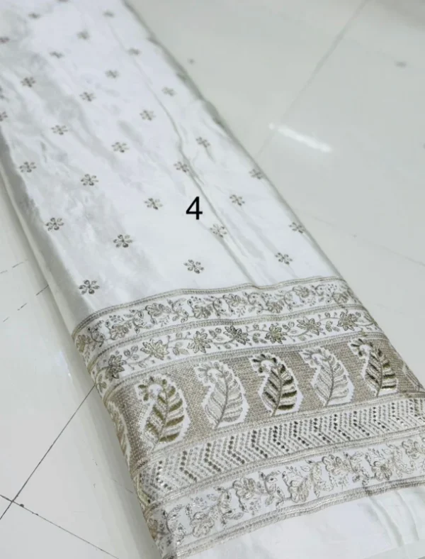Pure dyeable gajji silk fabric sequence zari daman 448243 - High-Quality Fabric