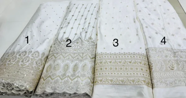 Pure dyeable gajji silk fabric sequence zari daman 448243 - High-Quality Fabric