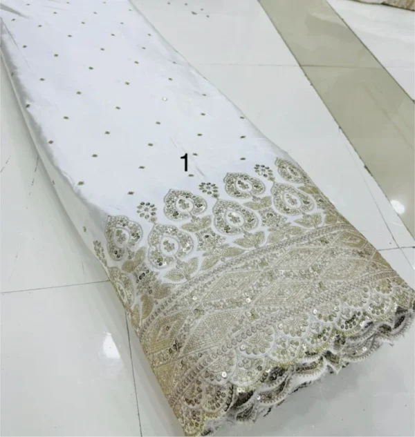 Pure dyeable gajji silk fabric sequence zari daman 448243 - High-Quality Fabric