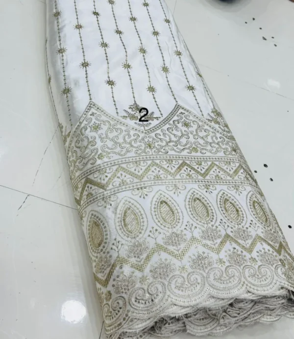 Pure dyeable gajji silk fabric sequence zari daman 448243 - High-Quality Fabric