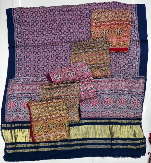 Pure gajji silk ajrakh dupatta hand block prints - High-Quality Fabric