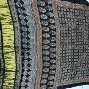 Pure gajji silk ajrakh dupatta hand block prints - High-Quality Fabric