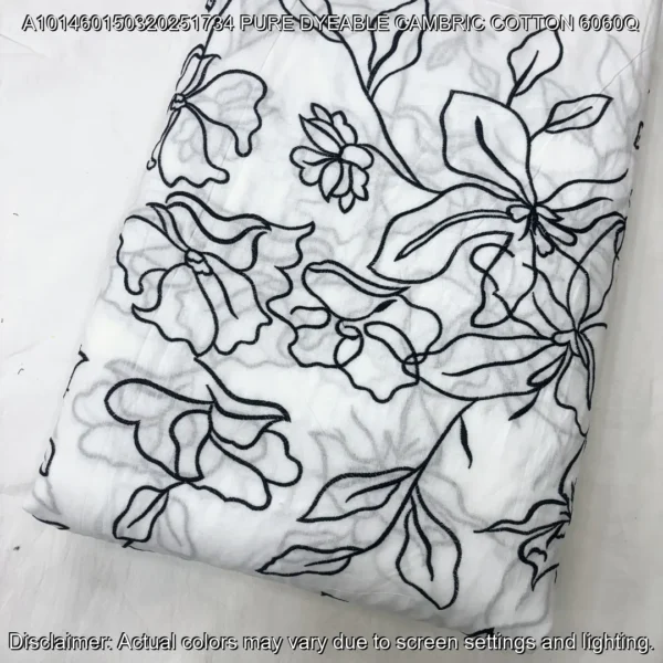 Pure Dyeable Cambric Cotton 60/60 – Heavy Embroidery Fabric
