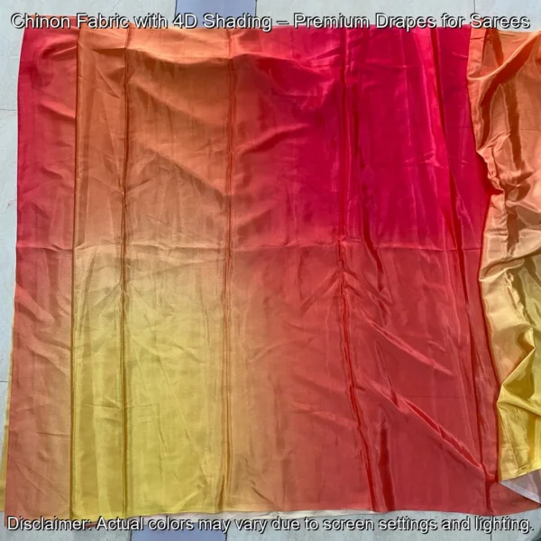 Shop premium Chinon fabric with 4D shading! Soft, elegant & perfect for sarees. Available in vibrant hues. Buy now from BollywoodFabricStore.com!