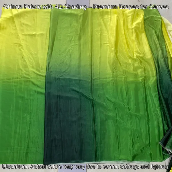 Shop premium Chinon fabric with 4D shading! Soft, elegant & perfect for sarees. Available in vibrant hues. Buy now from BollywoodFabricStore.com!
