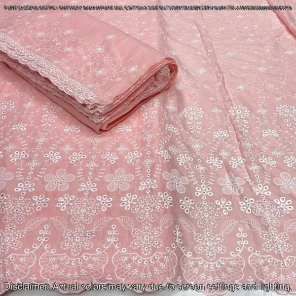 Pure Cambric Cotton Cutwork Fabric – Premium Quality