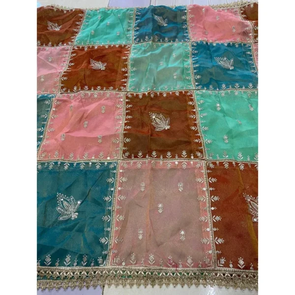 Pure Chinnon Organza Shimmer Dupatta – Multicolor Elegance