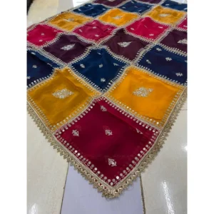 Pure chinnon organza shimmer dupatta multicolor elegance - High-Quality Fabric