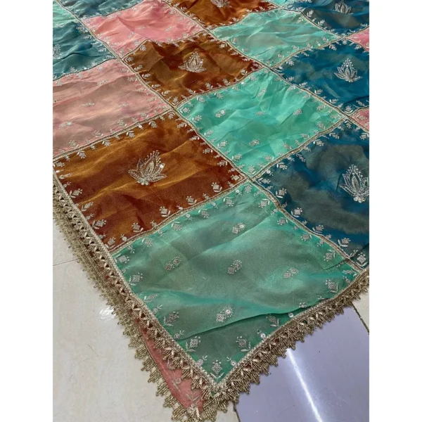 Pure Chinnon Organza Shimmer Dupatta – Multicolor Elegance
