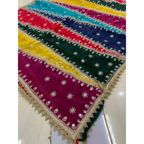 Pure Chinnon Organza Shimmer Dupatta – Multicolor Elegance