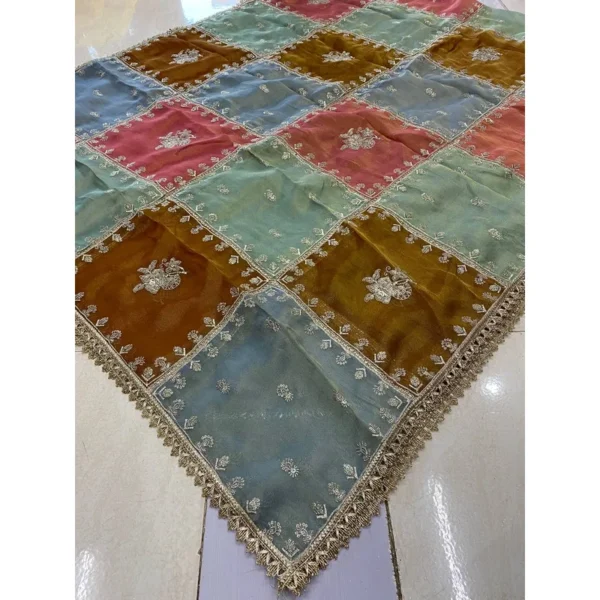 Pure Chinnon Organza Shimmer Dupatta – Multicolor Elegance