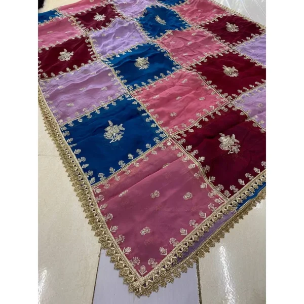 Pure Chinnon Organza Shimmer Dupatta – Multicolor Elegance