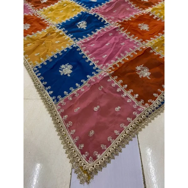 Pure Chinnon Organza Shimmer Dupatta – Multicolor Elegance
