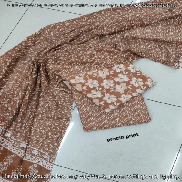 Pure Mul Cotton Hand Block Prints Fabric Top Bottom Dupatta