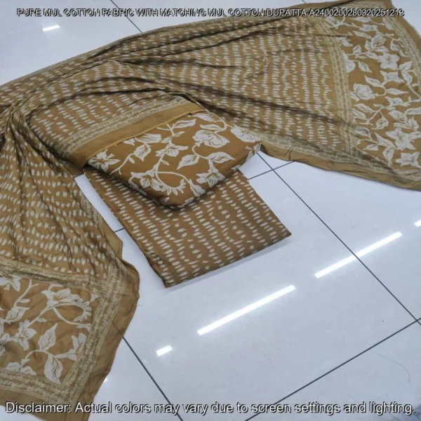 Pure Mul Cotton Hand Block Prints Fabric Top Bottom Dupatta