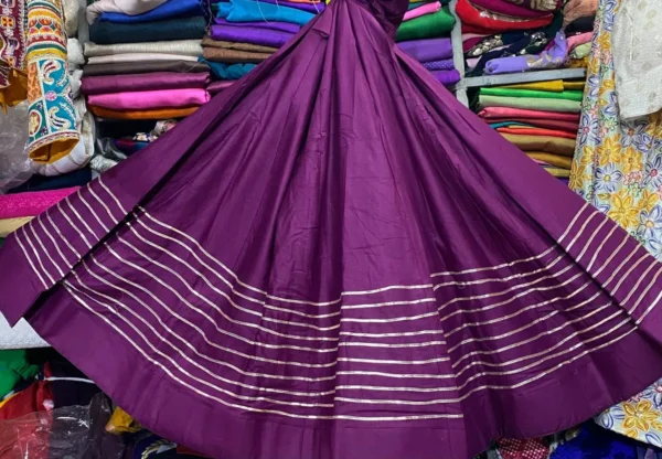 Rayon cotton lehenga 8211 6m flair gota lace fully stitched buy now - High-Quality Fabric