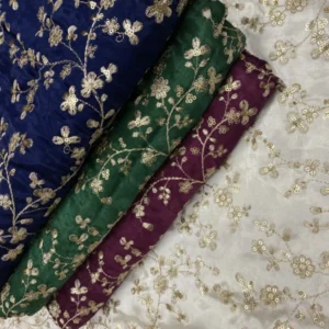 Pure Gajji Silk with Sabyasachi Jaal Embroidery – ₹450/m
