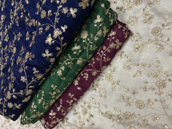 Pure Gajji Silk with Sabyasachi Jaal Embroidery – ₹450/m