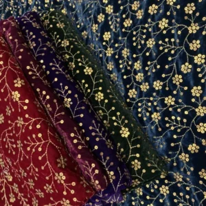 Micro 9000 Velvet with Zari & Sequin Jaal Embroidery